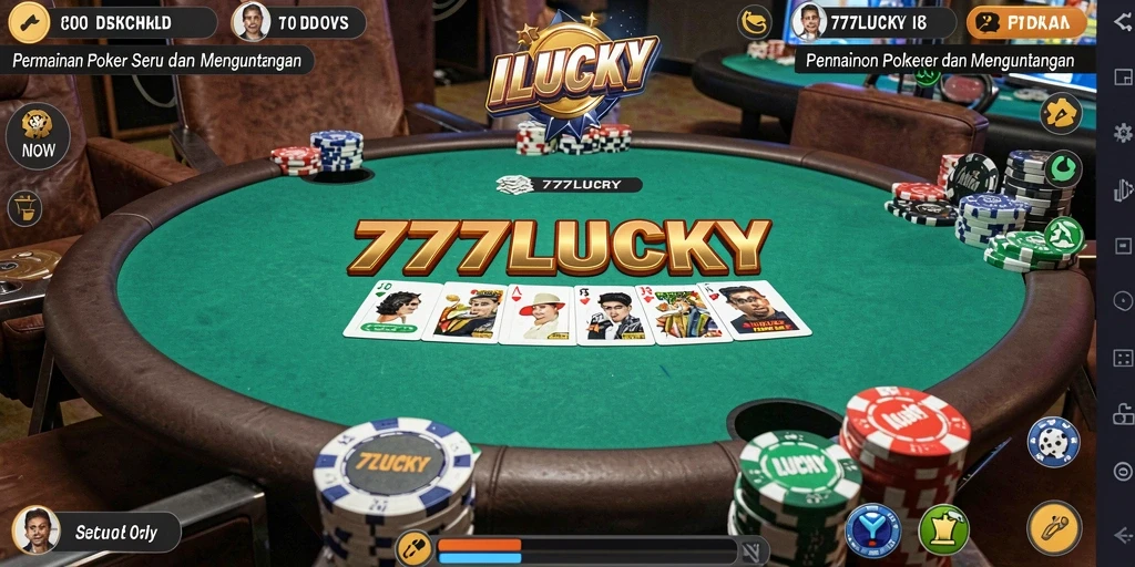 Tampilan permainan Poker di 777LUCKY yang menarik dan penuh aksi.