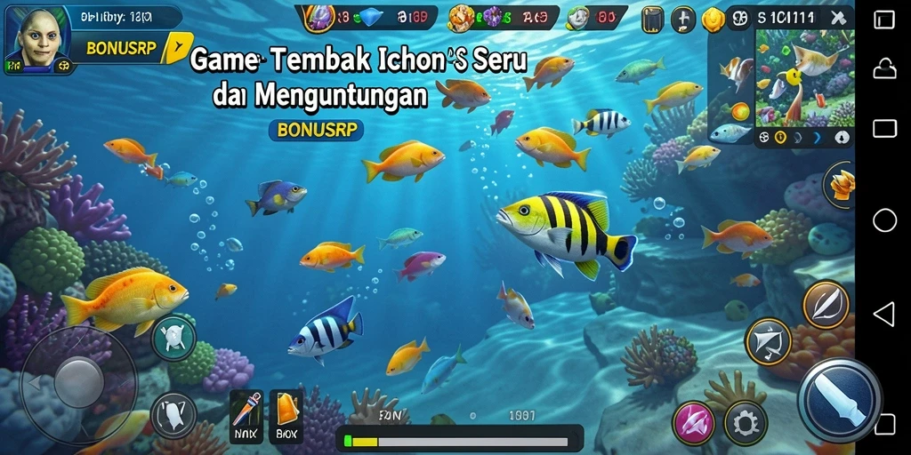 Tampilan gameplay BONUSRP menampilkan aksi menembak ikan yang seru dan mendebarkan.