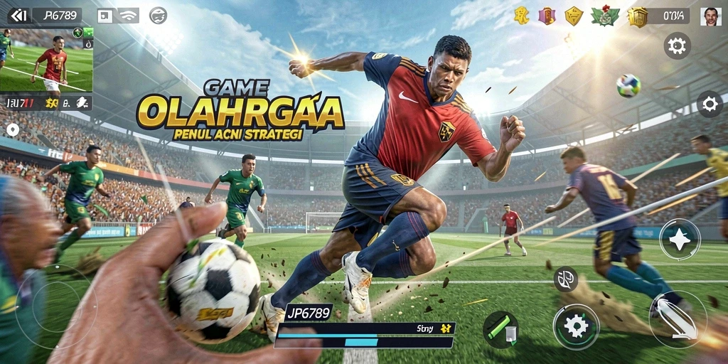 Screenshot gameplay JP6789 menampilkan aksi olahraga yang mendebarkan.