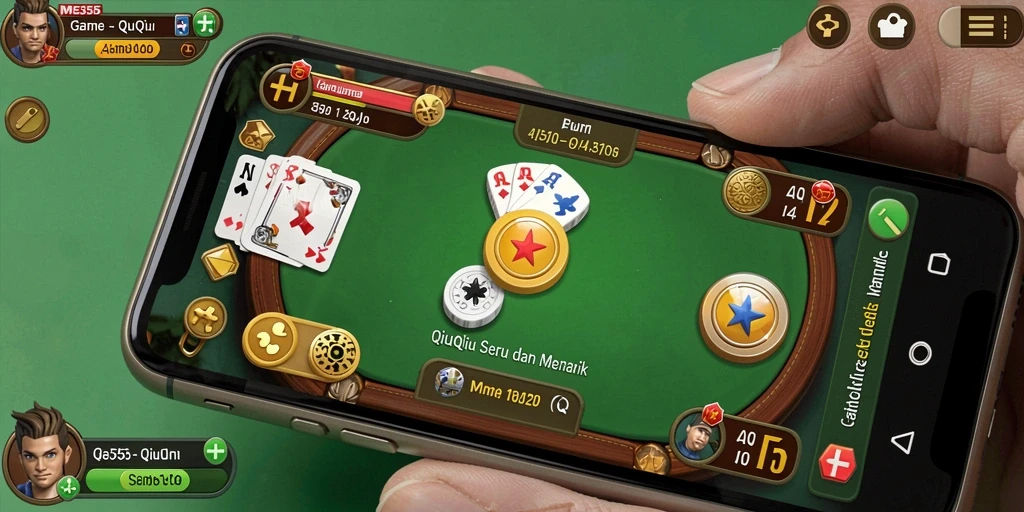 Screenshot utama ME355 menampilkan momen seru dalam permainan QiuQiu.