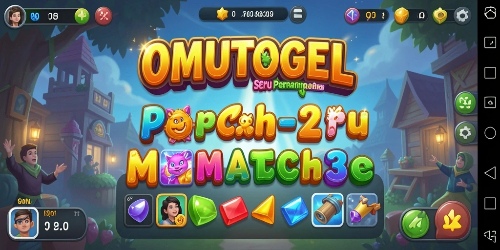 Tampilan gameplay seru dari OMUTOGEL di level Match-3.