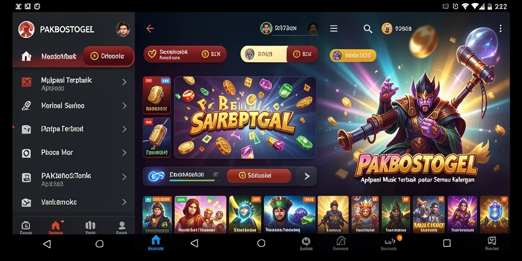Tampilan gameplay PAKBOSTOGEL saat menjelajahi musik.