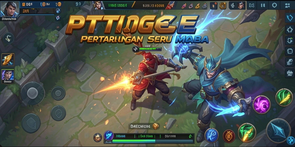 Screenshot gameplay PTTOGEL menunjukkan aksi intens di arena MOBA.
