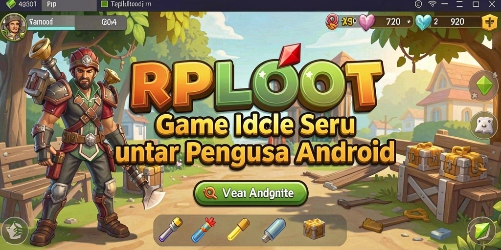Screenshot gameplay RPLOOT yang memperlihatkan aktivitas mengumpulkan sumber daya.