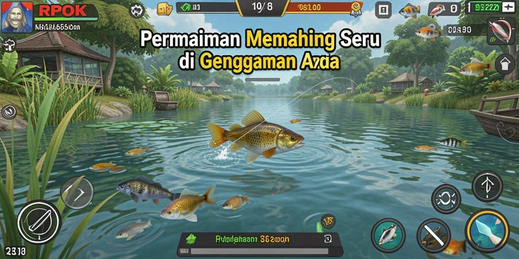 Tampilan gameplay RPOK yang seru dengan aksi memancing nyata.
