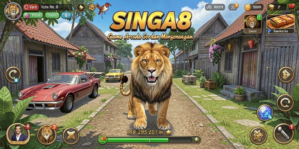 Tampilan gameplay menarik dari SINGA8 yang penuh aksi Arcade.