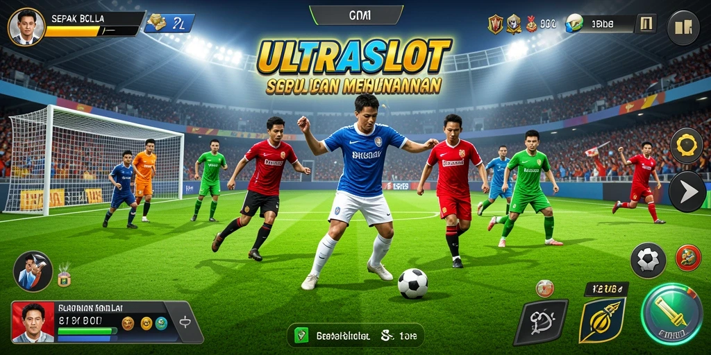 Tampilan seru gameplay ULTRASLOT dengan aksi sepak bola yang mendebarkan.