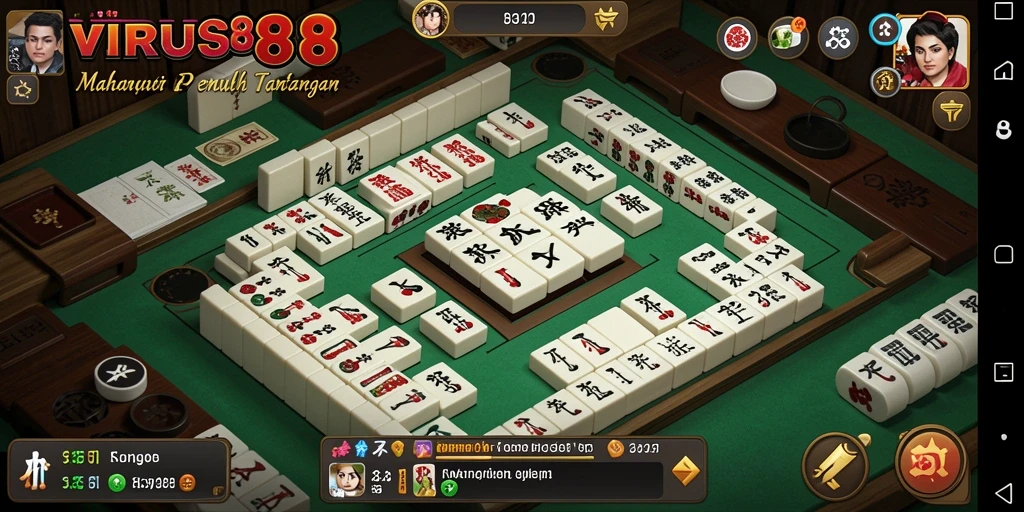 Screenshot dari gameplay menarik VIRUS88 yang menunjukkan aksi Mahjong.