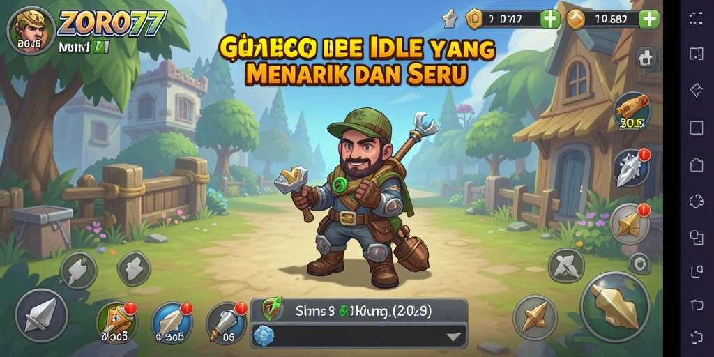 Tangkapan layar gameplay ZORO77 menampilkan aksi seru karakter dalam dunia idle.